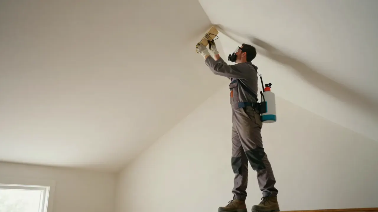Rodent Control in NEW JERSEY: pest control technician installing a snap trap inside a discreet corner of an attic space